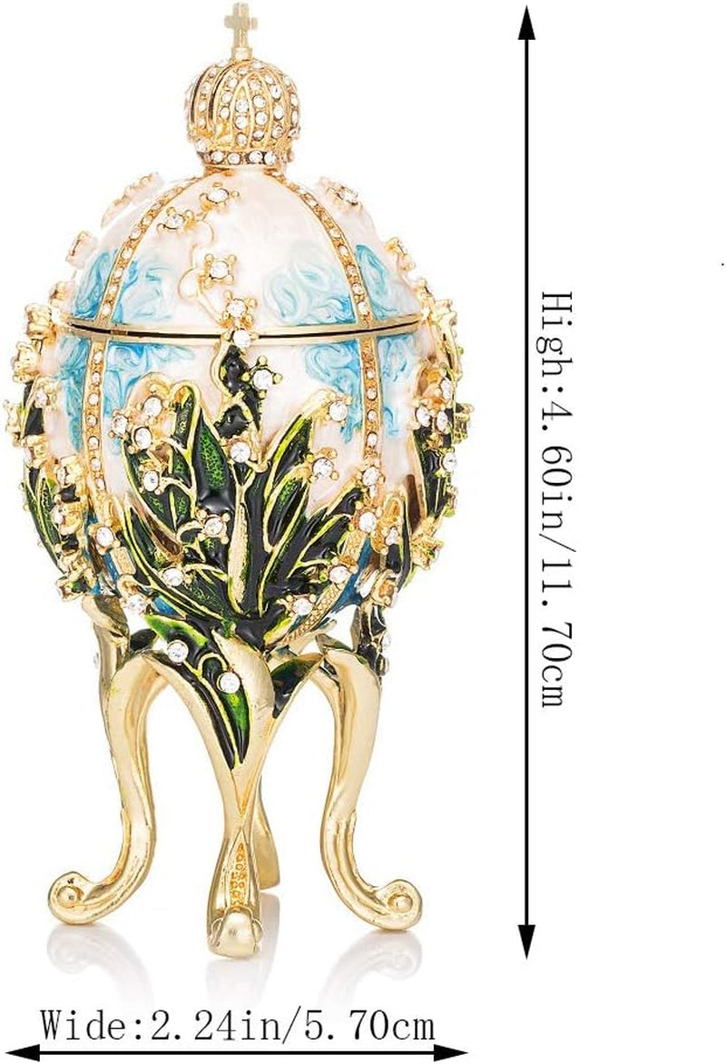 Hand Painted Easter Egg Style Decorative Enameled Trinket Box Unique Gift for Family