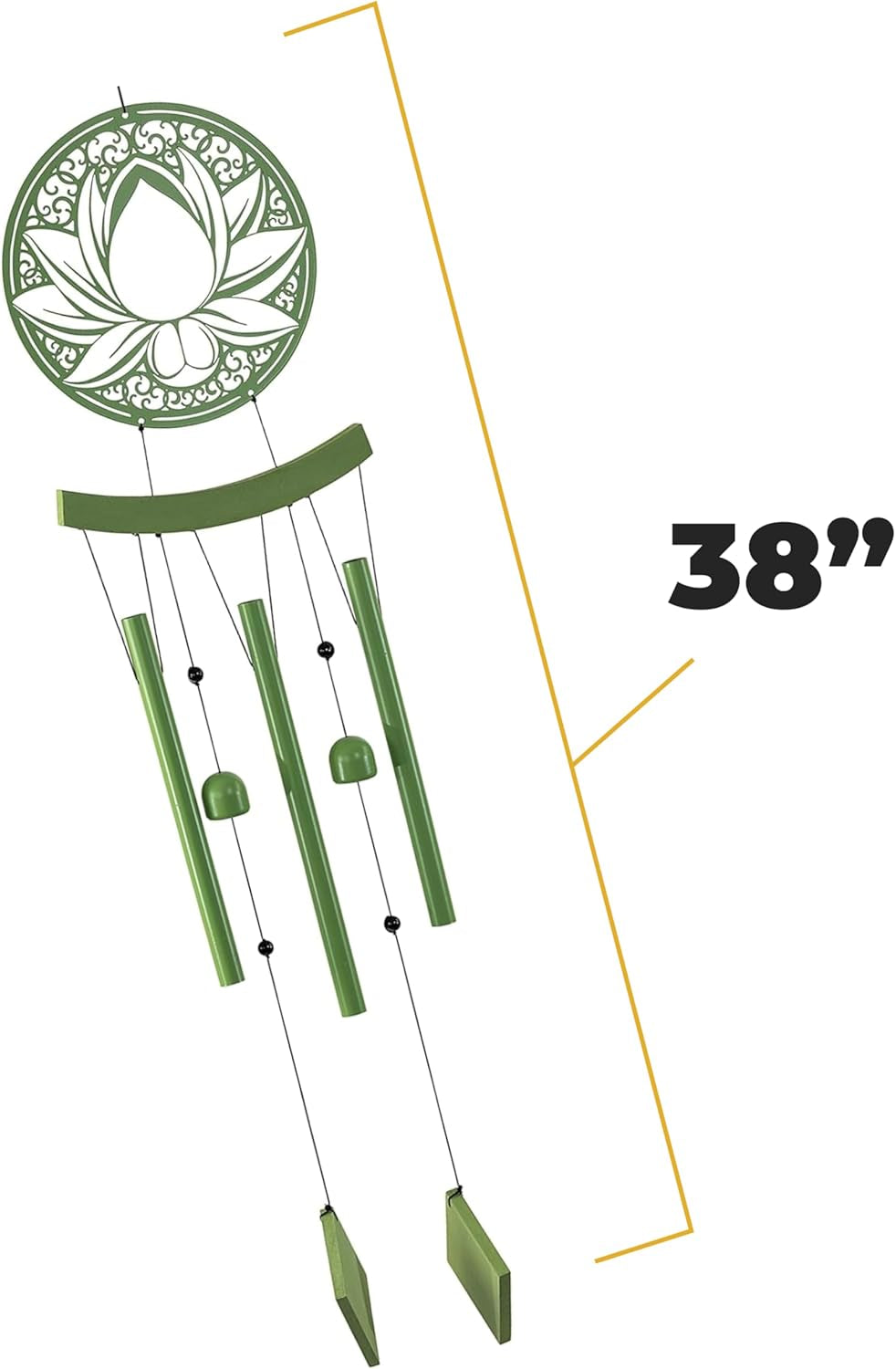 Lotus Medallion Wind Chimes for outside - Harmonic Windchimes with Lotus Design for Gardens, Patios, and Porches - Thoughtful Gift for Mom, Grandma, and Plant Lovers - 8 X 8 X 37 Inches