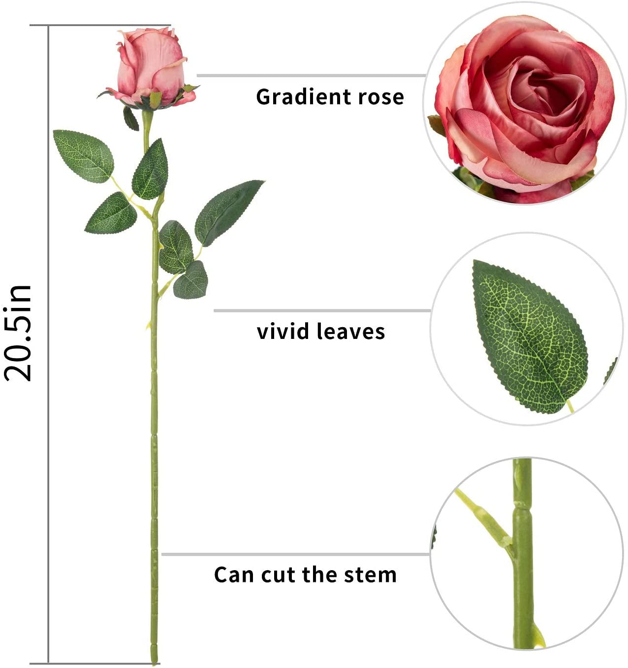 10Pcs Artificial Rose Flowers Long Stem Fake Silk Roses for DIY Wedding Bouquet Table Centerpiece Home Decor (Rose Red)