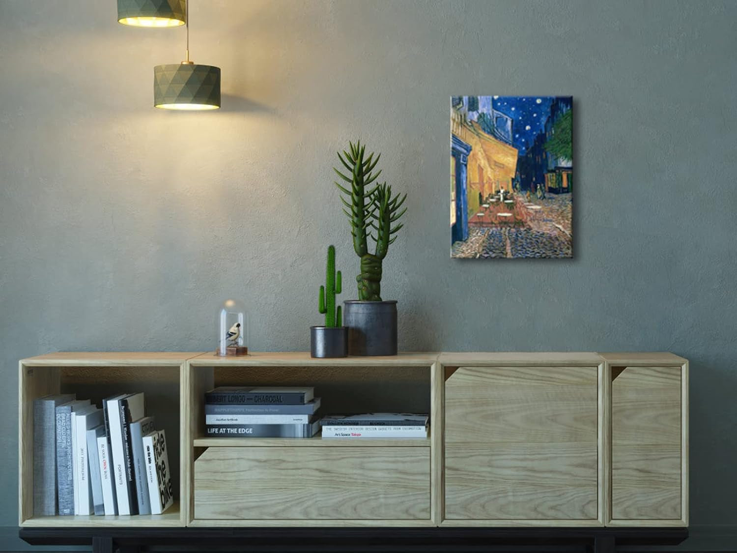 Cafe Terrace at Night Modern Stretched and Framed Giclee Canvas Prints Van Gogh Oil Paintings Reproduction Cityscape Picture on Canvas Wall Art Ready to Hang for Bedroom Home Decor