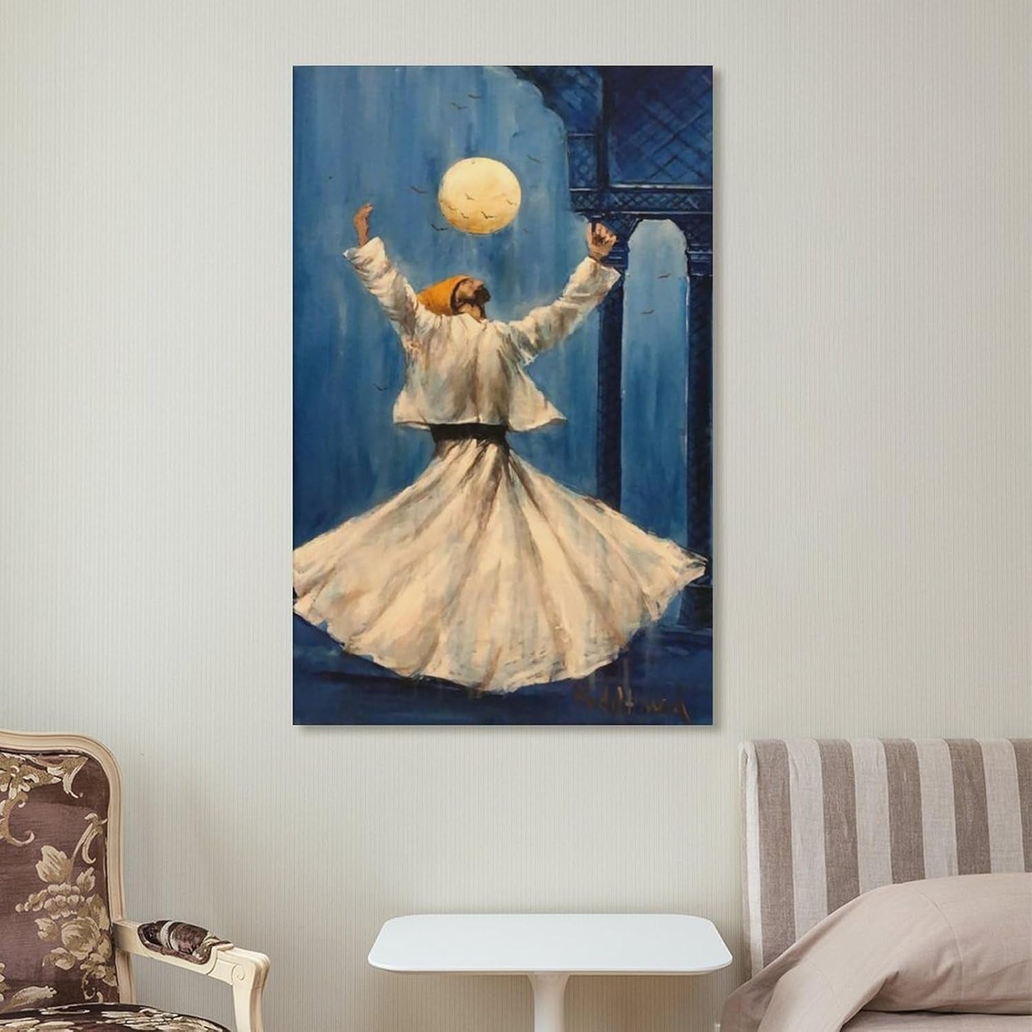 Poster Sufi Art Whirling Dervishes Turkish Dance Oil Painting Art Posters Abstract Muslim (28) Canvas Wall Art Posters Be Used for Room Aesthetics and Bedroom Living Room Decor Canvas Art Poster And