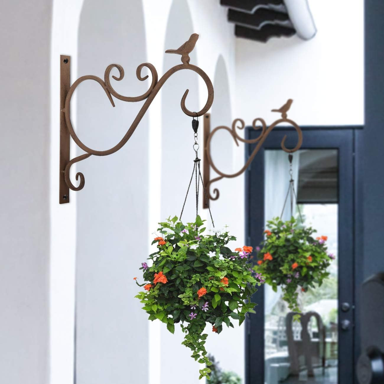 Wall Hanging Plant Bracket,2 Pack 12-Inch Retro Iron Metal Wall Hanger for Hanging Plant Flower Bird Feeder Planter Indoor Outdoor,Retro