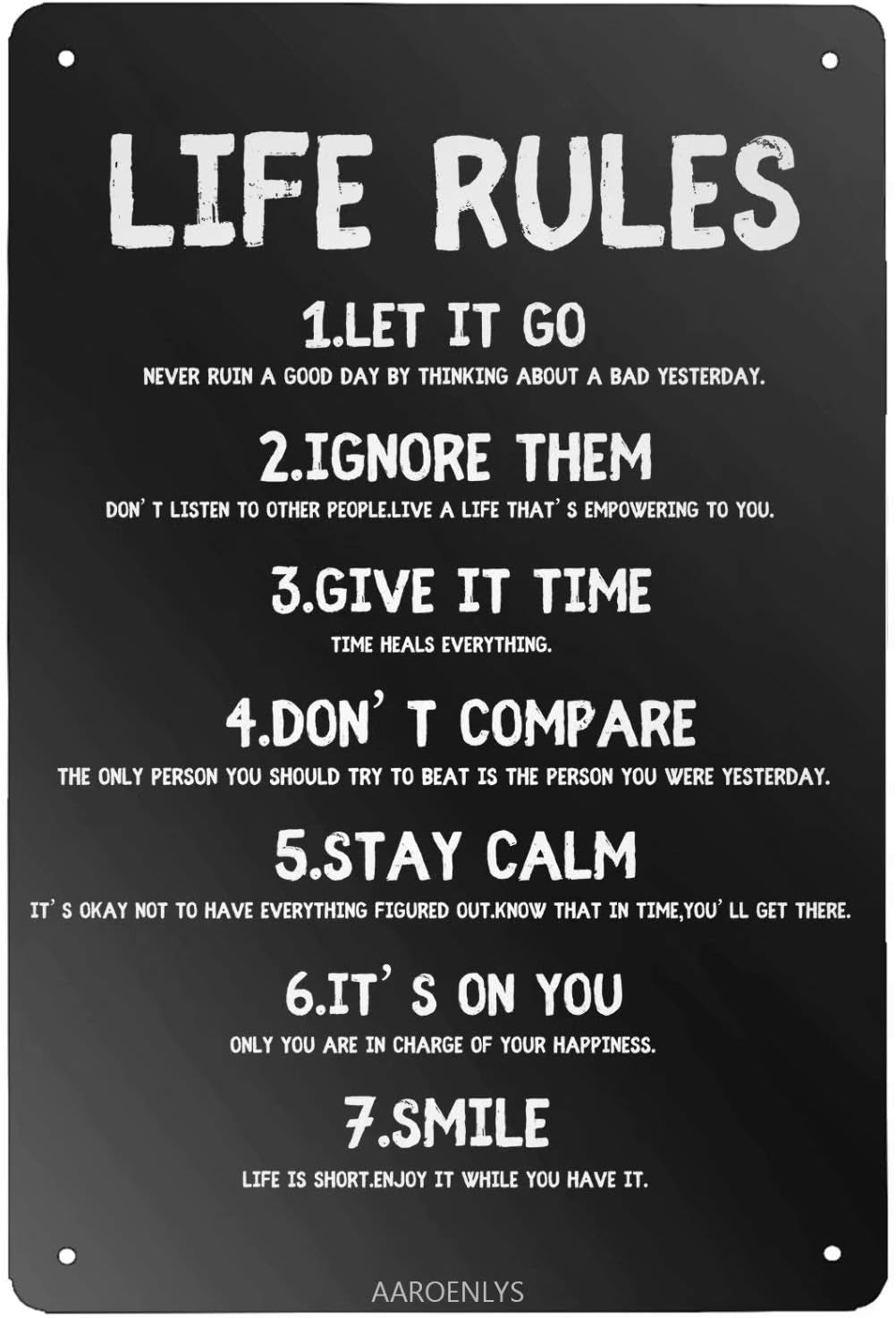 Retro Tin Sign Life Rule Metal Sign Wall Art Plaque Poster for Home Bar Pub 8 X 12 INCH