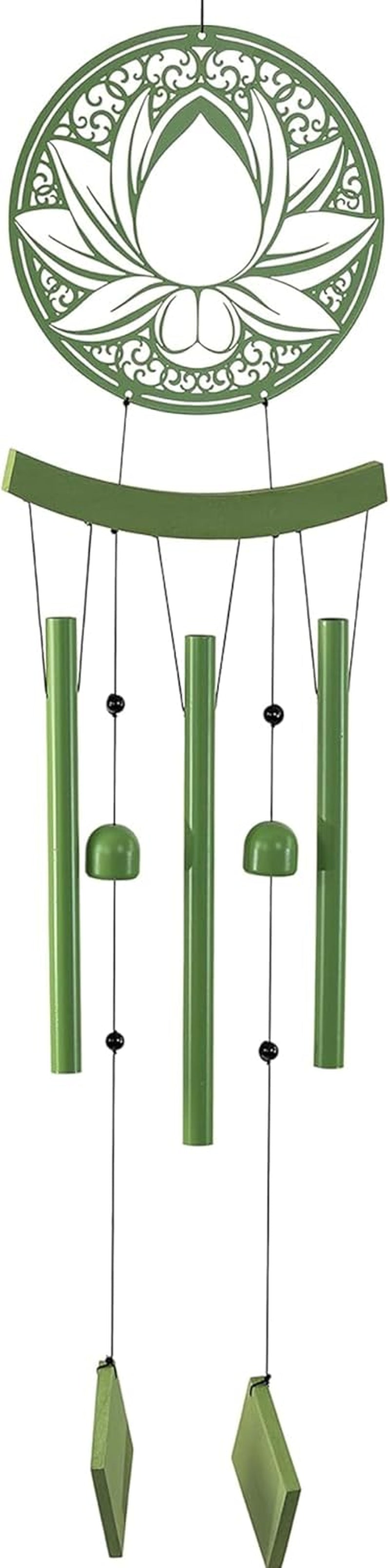 Lotus Medallion Wind Chimes for outside - Harmonic Windchimes with Lotus Design for Gardens, Patios, and Porches - Thoughtful Gift for Mom, Grandma, and Plant Lovers - 8 X 8 X 37 Inches
