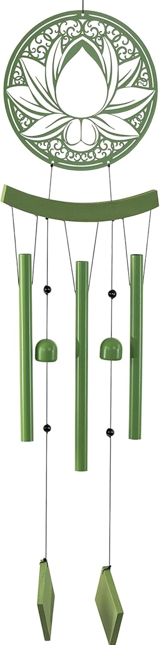 Lotus Medallion Wind Chimes for outside - Harmonic Windchimes with Lotus Design for Gardens, Patios, and Porches - Thoughtful Gift for Mom, Grandma, and Plant Lovers - 8 X 8 X 37 Inches