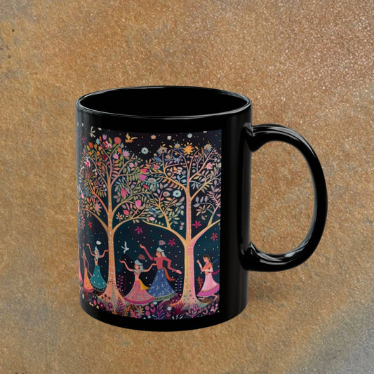 Coffee , Tea, Chai Mug, Indian, Pichwai Art, Ethnic, Tribal, Boho, Eclectic, Nature Inspired, 11 Oz