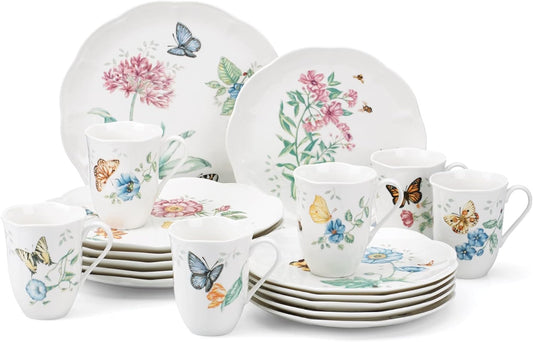 6342794  Butterfly Meadow 18-Piece Dinnerware Set White