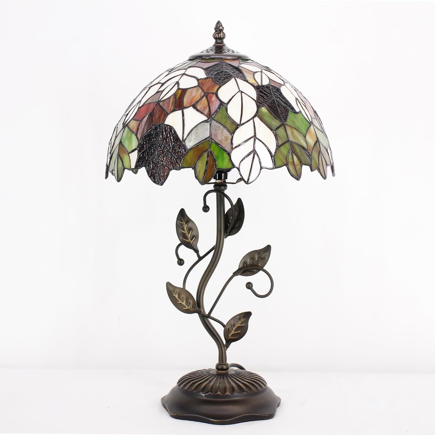 Tiffany Lamp Table Lamp Stained Glass Desk Lamps 12X12X19 Inches Reading Light Decor Bedroom Living Room (Maple Leaf Style)