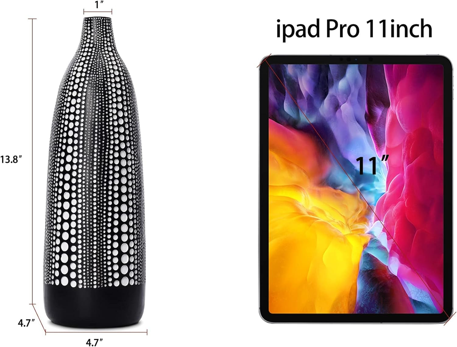 Black Vases for Home Decor - Modern Tall Vases for Office, Living Room, Bedroom, Dinning Table, Shelf, Bookshelf, Mantle, Entryway