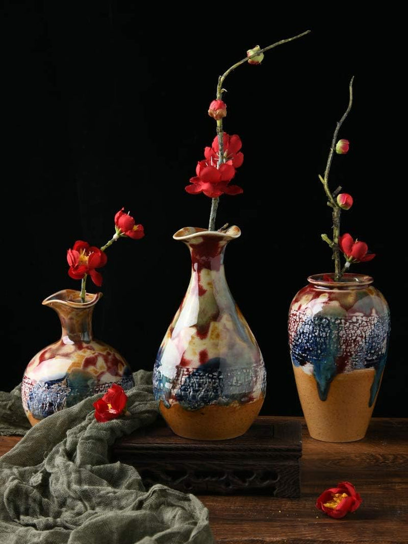 Ceramic Flower Vases Set of 3, Special Design Style of Flambed Glazed,Decorative Modern Floral Vase for Home Decor Living Room Centerpieces and Events…