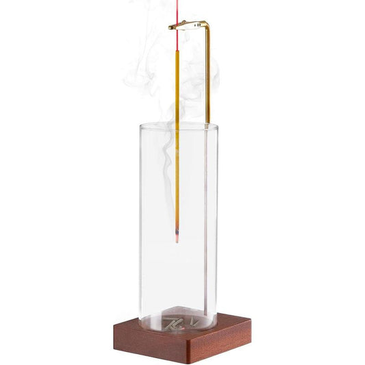 Scented Incense Holder without Incense, Desktop Ash Catcher Incense Holder with Wood Base, Room Accessories, Aroma Home Fragrance Decor for Meditation Yoga Relaxation, Home Decor, Aroma, for Room Scents, Glass