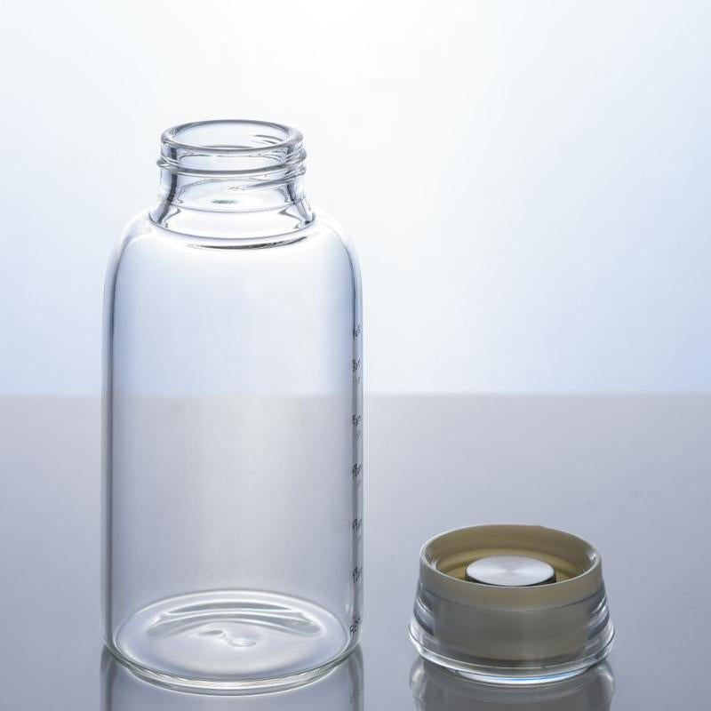 Time-Scale Borosilicate Glass Water Bottle, Two Lids & Straw, Temperature Resistant, 10Oz/15Oz/23Oz, Gray/Transparent