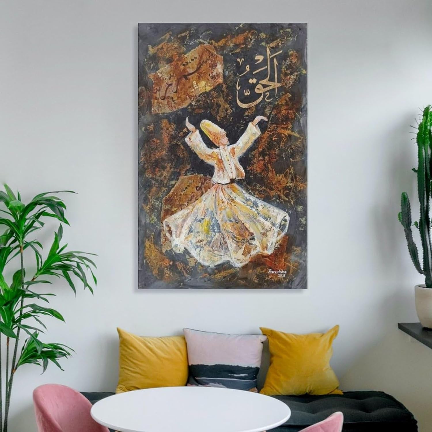 Poster Sufi Art Whirling Dervishes Turkish Dance Oil Painting Art Posters Abstract Muslim (3) Canvas Wall Art Posters Be Used for Room Aesthetics and Bedroom Living Room Decor Canvas Art Poster and W