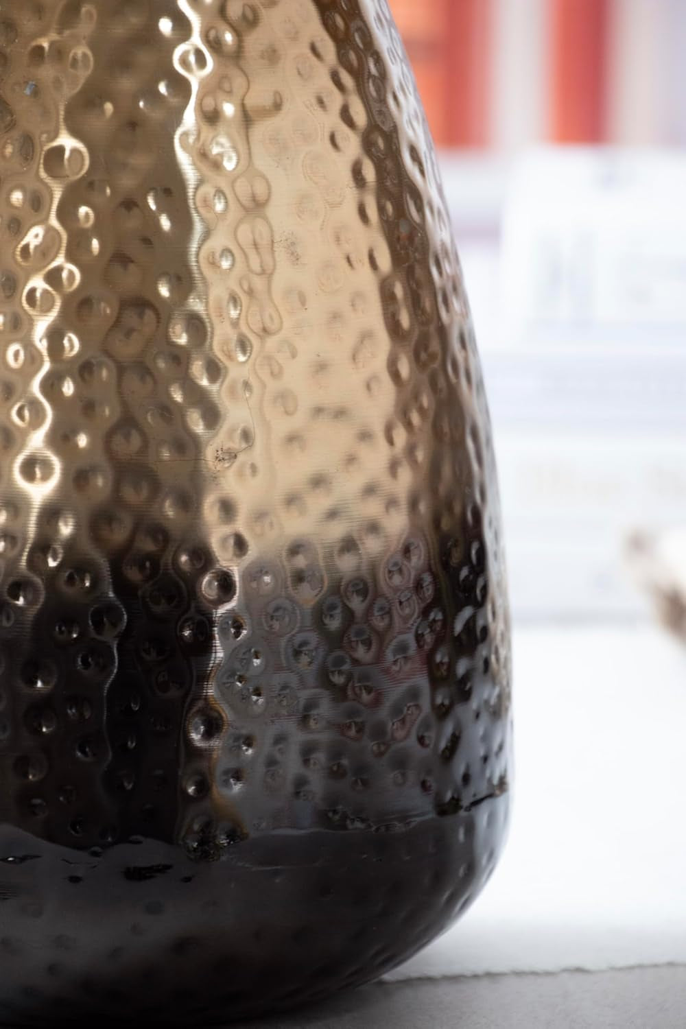 Decorative Metal Vase with Hammered Rustic Bronze Ombre Finish 12In