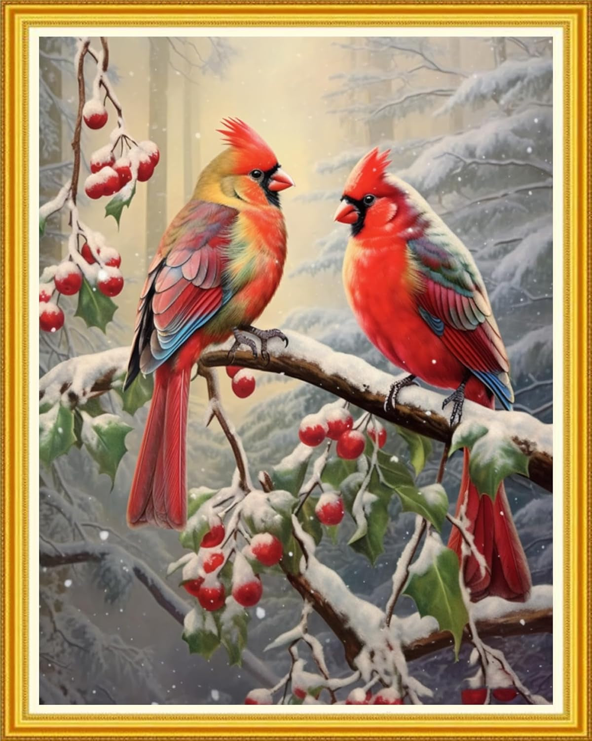 Stamped Cross Stitch Kits for Beginners Adults Needlepoint Kits for Beginners Embroidery Kits for Adults Crossstitch Kit for Beginners 11Ct-Bird Snow Scenery 16X20 Inch