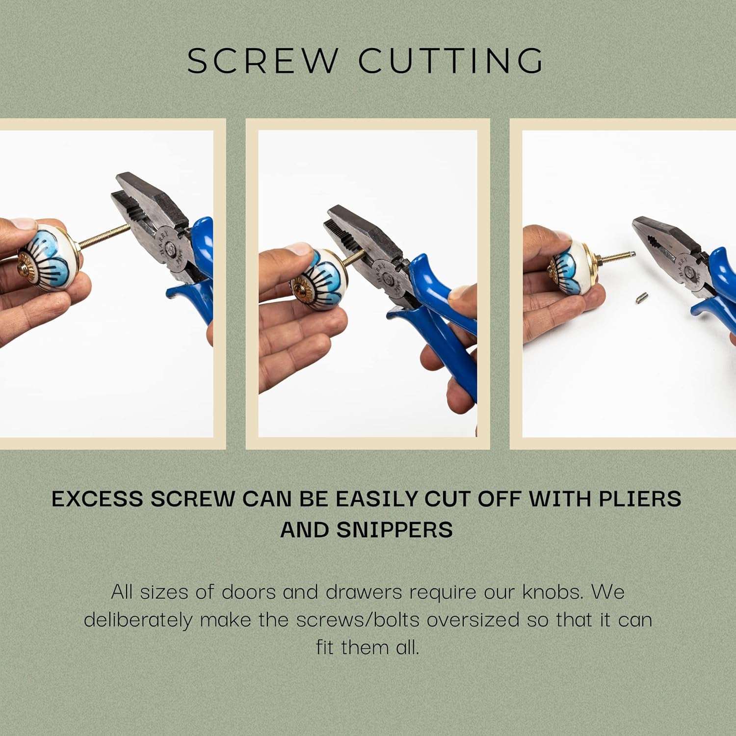 Ceramic Knobs for Cabinet Dresser Drawer and Furniture Hand Painted Antique Boho Cupboard Pull Knob Multicolor Pack of 10