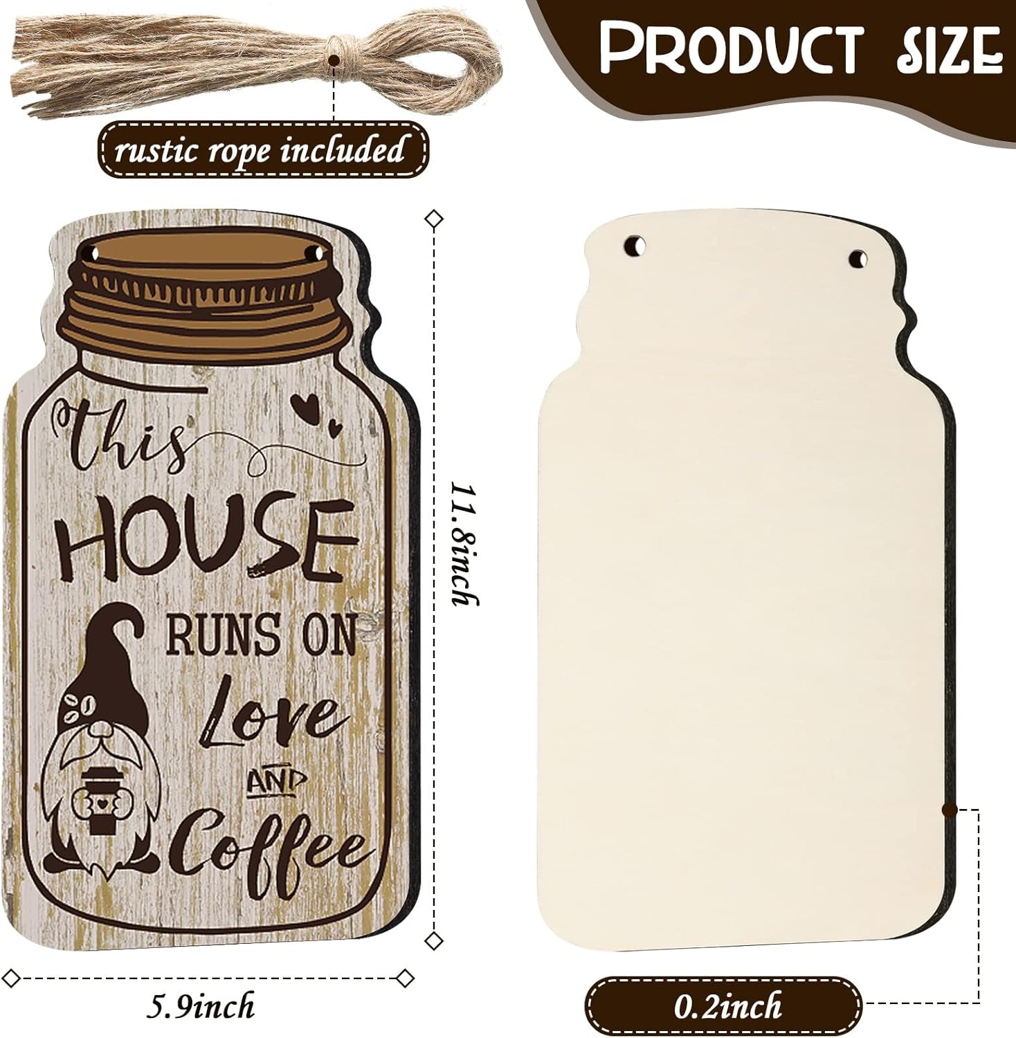 4 Pieces Coffee Bar Sign Wall Decor Farmhouse Wood Gnomes Coffee Sign Wall Hanging Plaque but First Coffee Table Plaque for Cafes Supplies