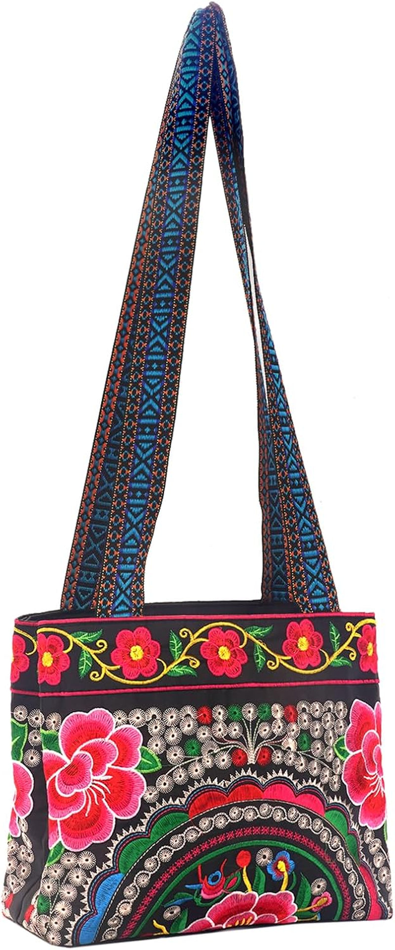 Hobo Crossbody Bag for Women, Vintage Ethnic Tribal Embroidered Boho Hippie Tote Handbags Shoulder Purse