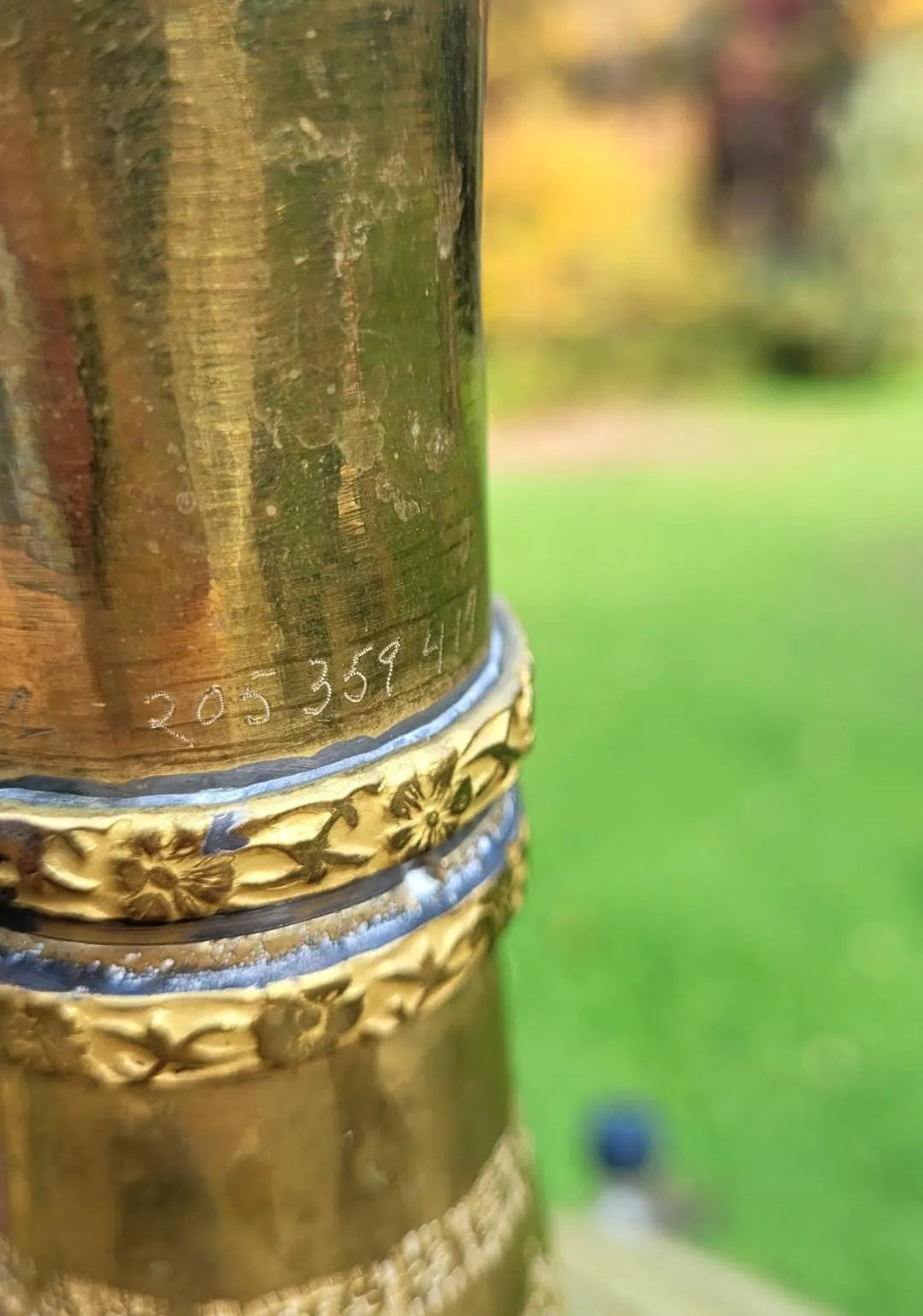 Antique Rajhastani Brass Oversized Mughal Bottle Urn. Indian Art Mid Century. 38"