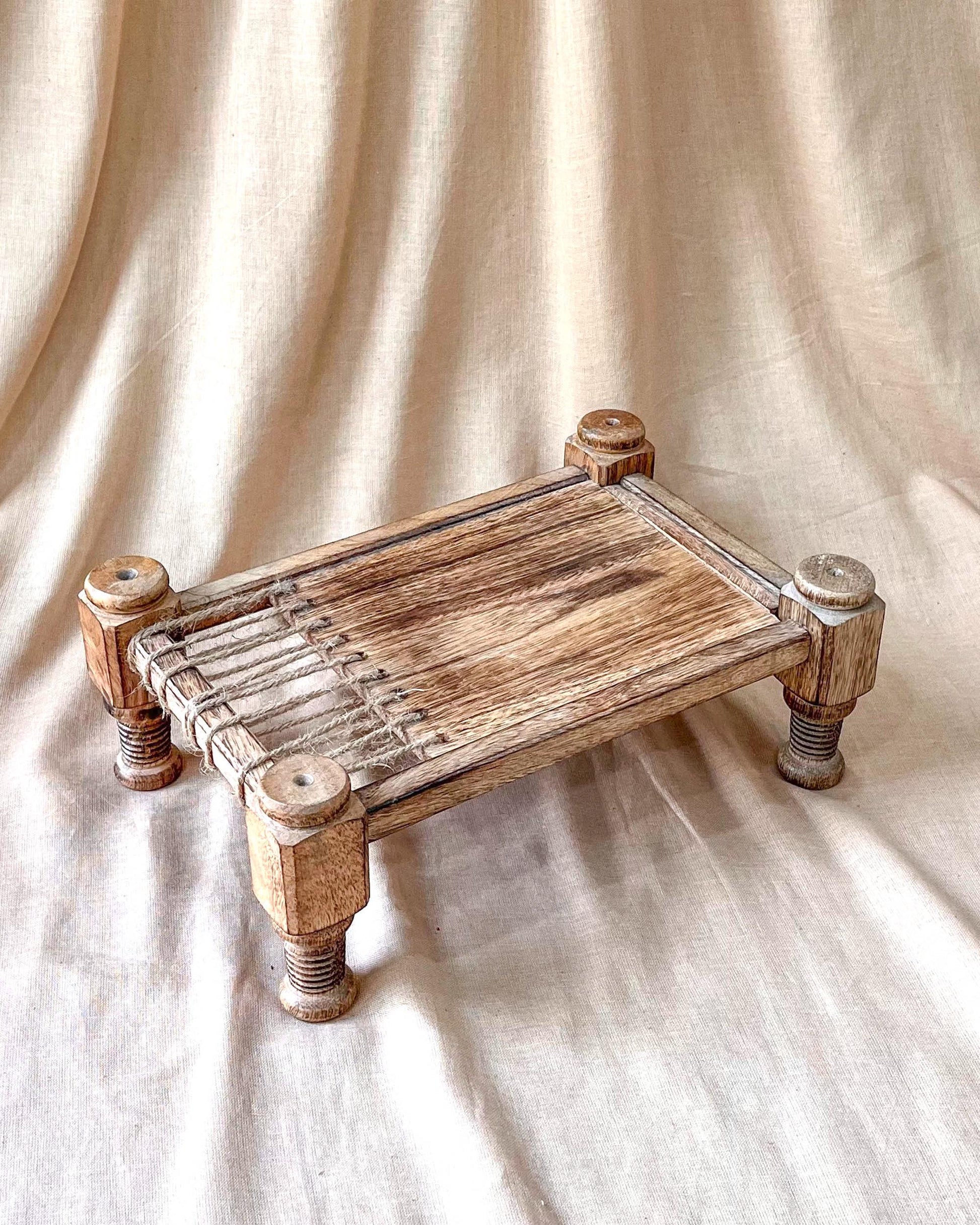 Handcrafted Miniature Indian Cot - Versatile Table Decor, Doll Bed, Desktop Decor, and Serving Tray - Elegant Unique Gift