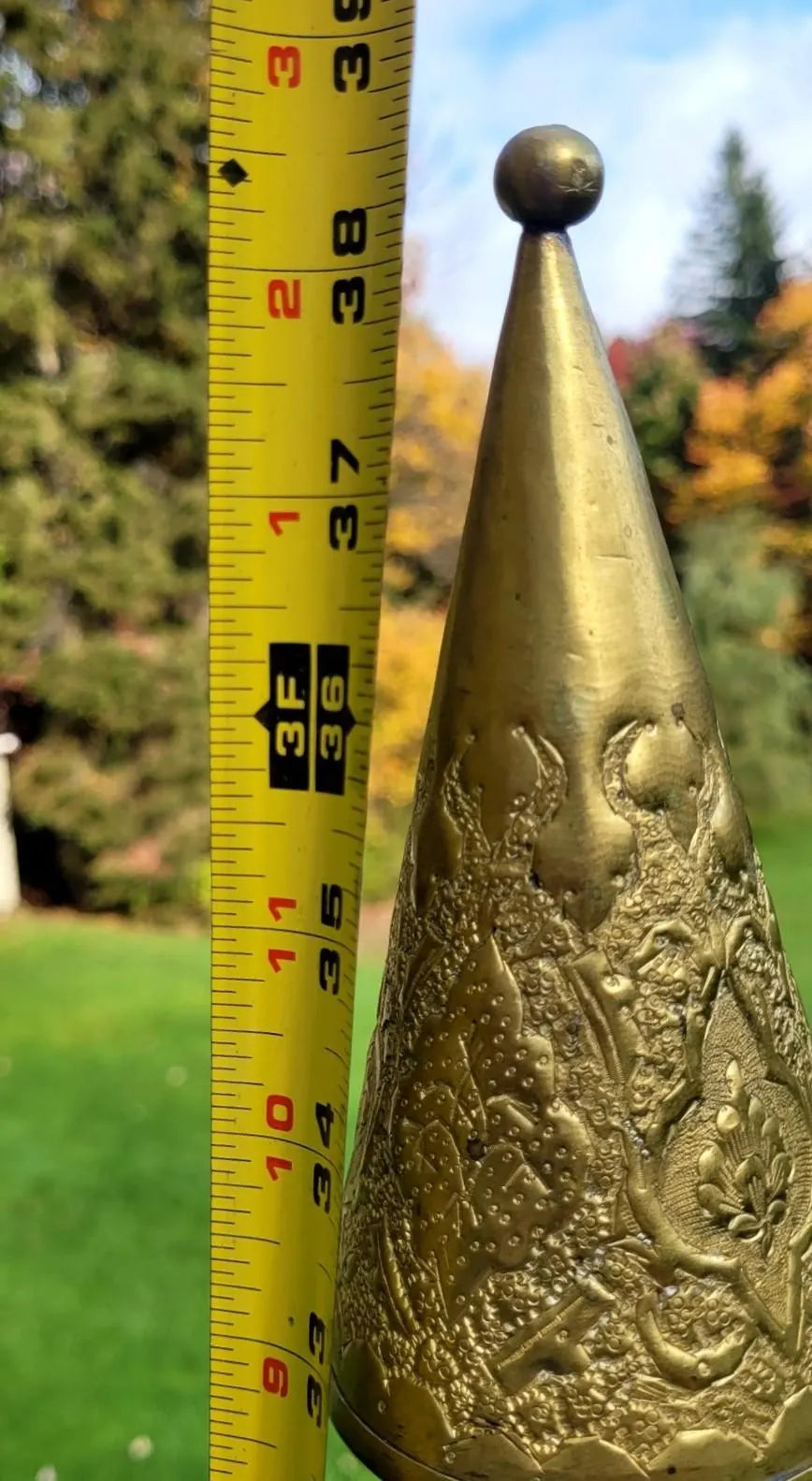 Antique Rajhastani Brass Oversized Mughal Bottle Urn. Indian Art Mid Century. 38"