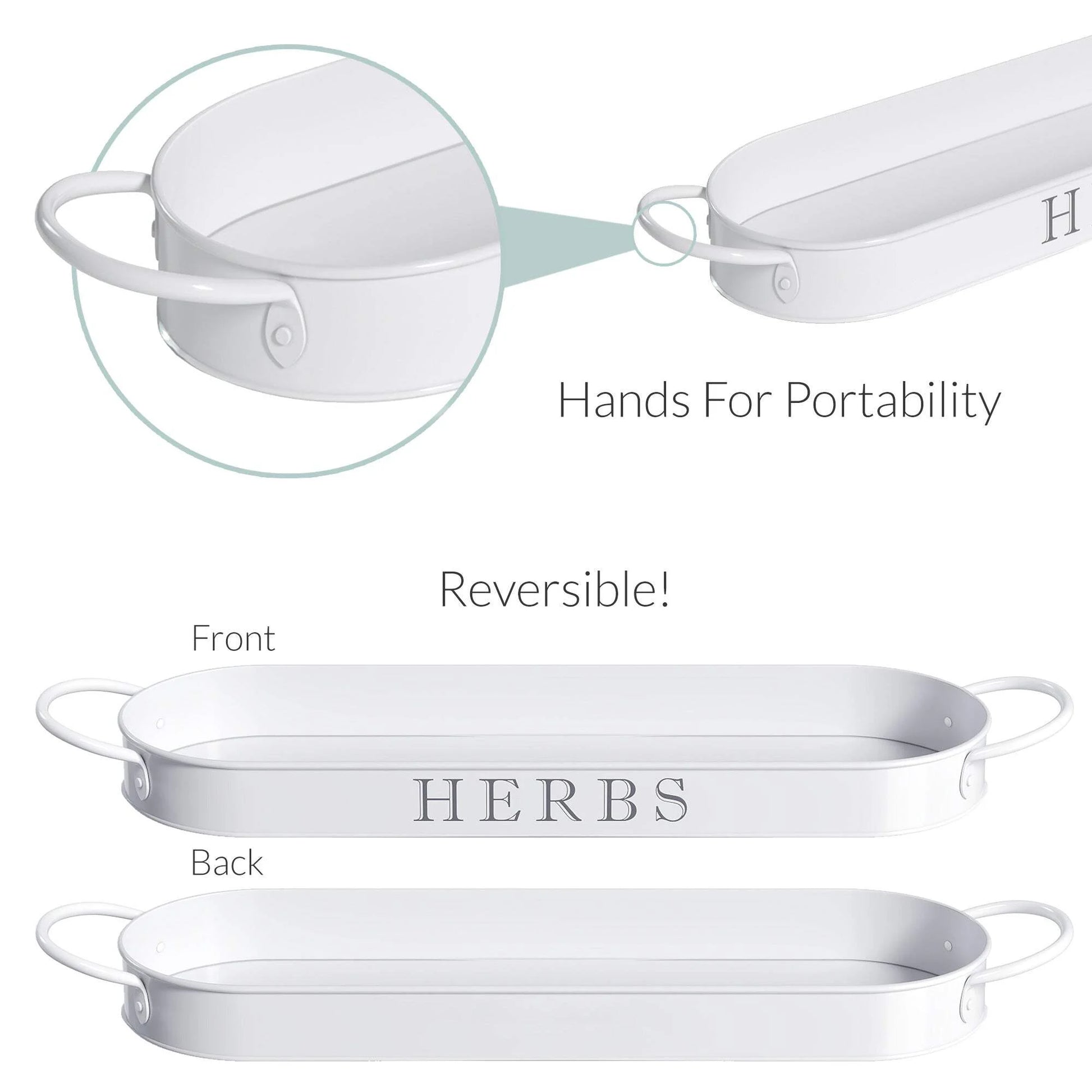 Farmhouse Herb Garden Planter Indoor Planter Set with Tray or Outdoor Apartment Window Planter Box, Windowsill Planter Box, Indoor Herb Planter Garden Pots Herb Pots, Black, Set/3