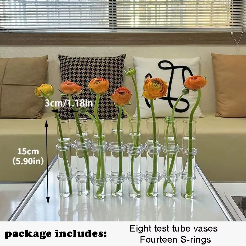 Test Tube Vases, High Appearance Glass Ornaments, Fresh Flowers, Hydroponic Planters, Combination Flower Vase Decorations