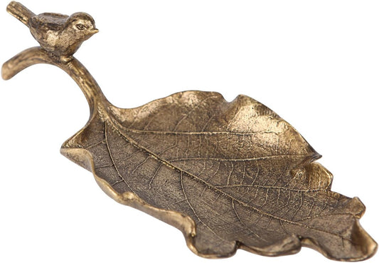 Jewelry Organizer, Vintage Bronze Leaf Shaped Ring Holder, Trinket Dish Vanity Tray for Dresser Home Decor