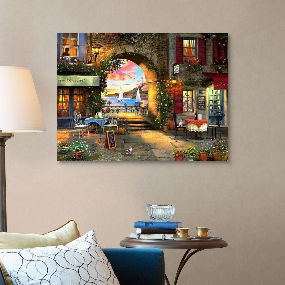 Mediterranean Evening Canvas Wall Art Print by Dominic Davison, Home Decor, Cat, Design Europe Artwork, 40" X30In