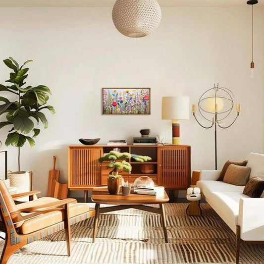 Framed Wall Art Vintage Decor,Photograph of Embroidered Flower Art for Tv,Spring Landscape Wall Art Prints,Colorful Flowers for Spring Aesthetic Wall Decor Living Room Bedroom,18"X10"