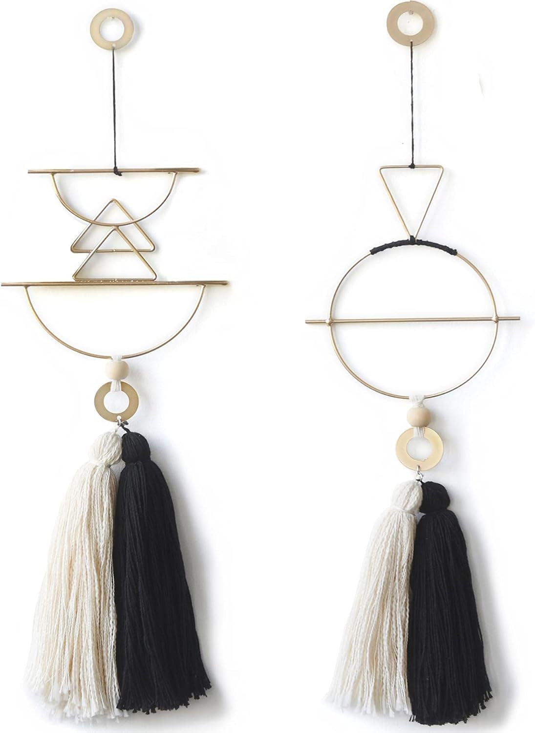 Cute Wall Hanging Macrame Wall Hanging Brass Wall Art Tassel Handmade Home Décor (Gold)