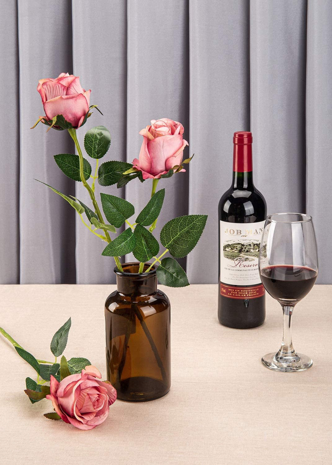 10Pcs Artificial Rose Flowers Long Stem Fake Silk Roses for DIY Wedding Bouquet Table Centerpiece Home Decor (Rose Red)