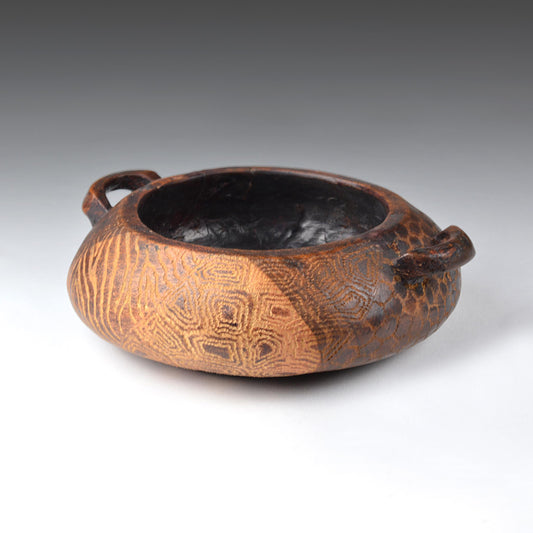 Old Hand Carved African Tribal Decorative Wooden Ceremonial Bowl with 2 Handles 9.3”/21.2Cm (N3415)