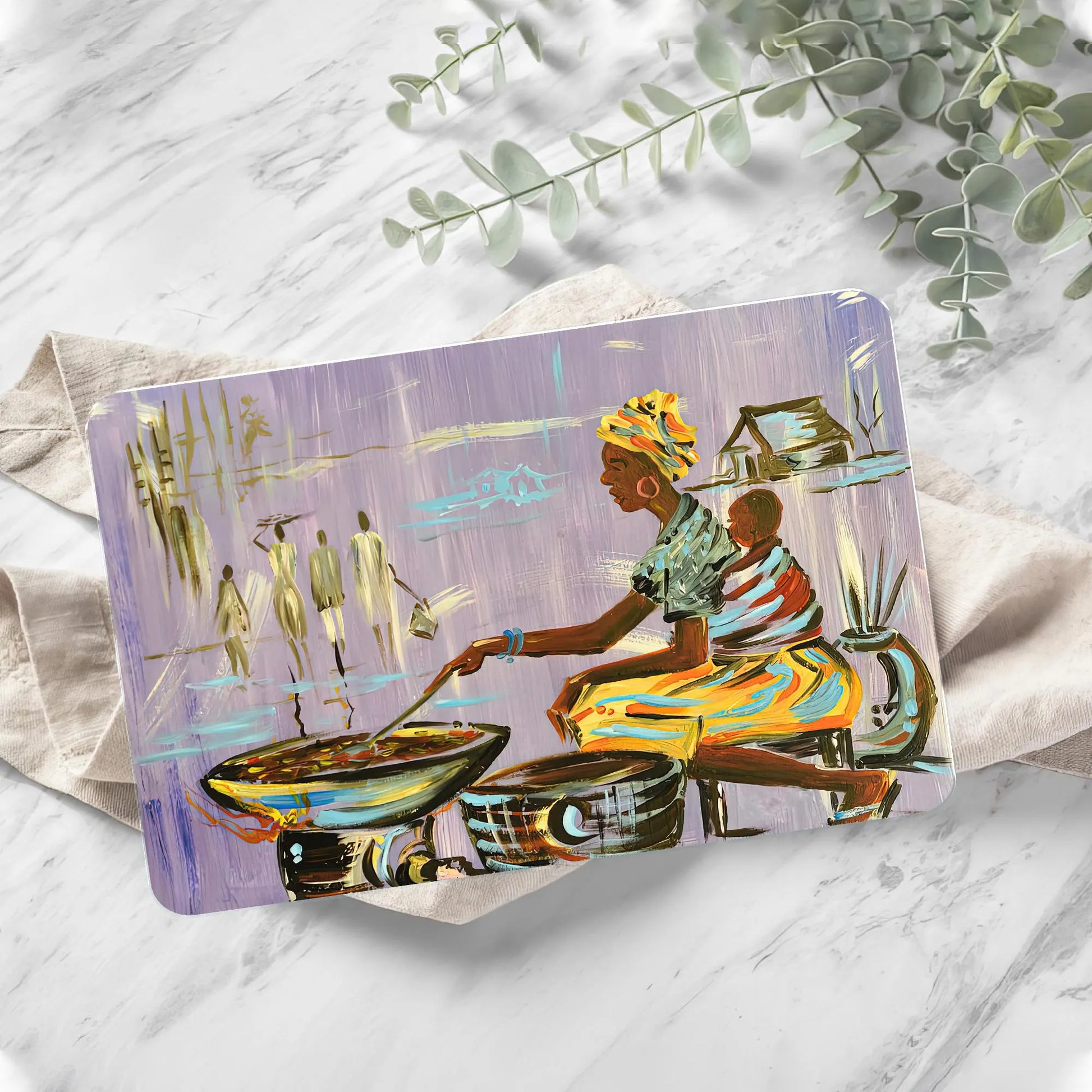 Authentic Nigerian Cutting Board, Mother Cooking Chopping Board, African Woman Cooking Cutting Board, Ethnic Chopping Board, Kitchen Decor,