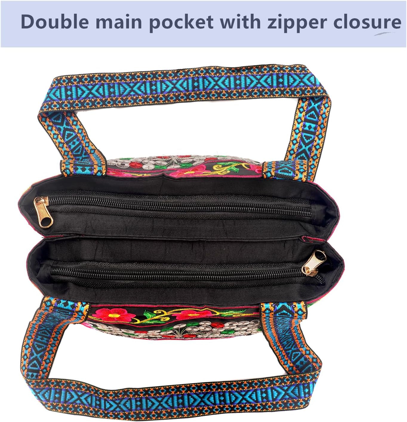 Hobo Crossbody Bag for Women, Vintage Ethnic Tribal Embroidered Boho Hippie Tote Handbags Shoulder Purse