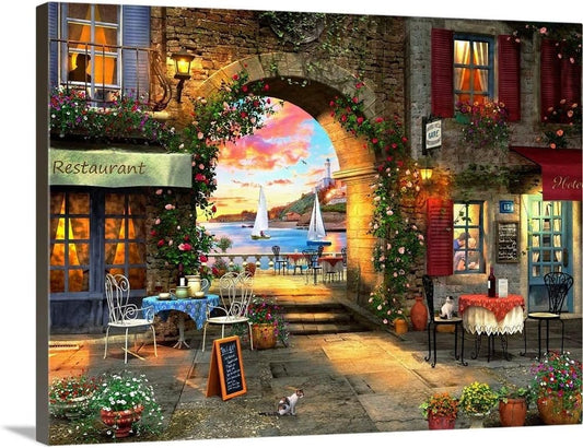 Mediterranean Evening Canvas Wall Art Print by Dominic Davison, Home Decor, Cat, Design Europe Artwork, 40" X30In