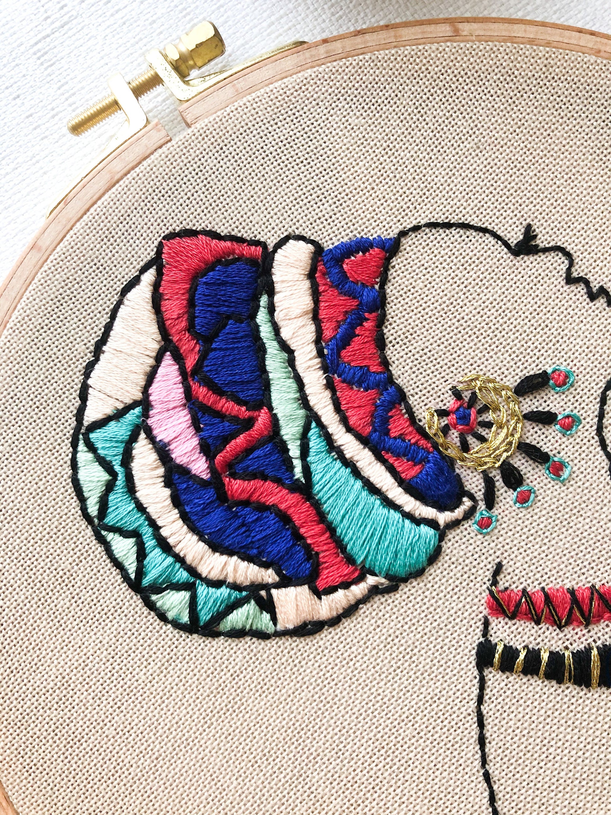 African Girl Embroidery Kit. Hand Embroidery Hoop Art. Line Art Embroidery. Modern Embroidery. Adults Craft. DIY. Embroidery Hoop.