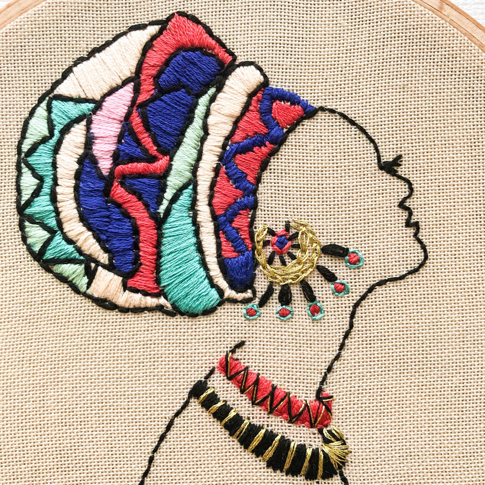 African Girl Embroidery Kit. Hand Embroidery Hoop Art. Line Art Embroidery. Modern Embroidery. Adults Craft. DIY. Embroidery Hoop.