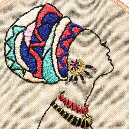 African Girl Embroidery Kit. Hand Embroidery Hoop Art. Line Art Embroidery. Modern Embroidery. Adults Craft. DIY. Embroidery Hoop.