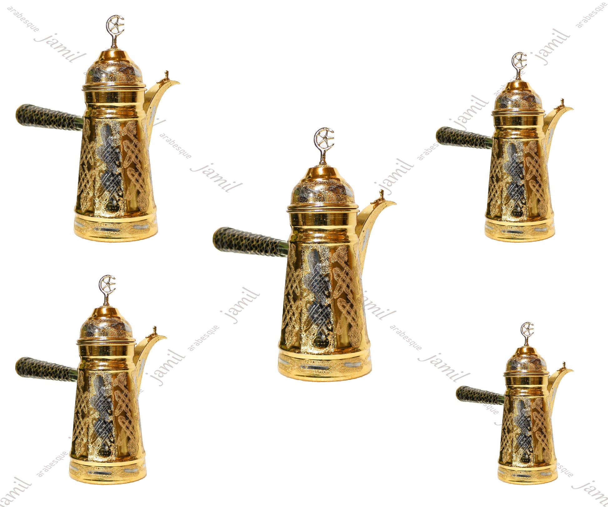 Solid Copper Arabic Coffee Dallah, Engraving Coffee Masab, Server, Kettle, Elegant Design, Tea Pot, Brass Dallah, Leather Handle, Genuine