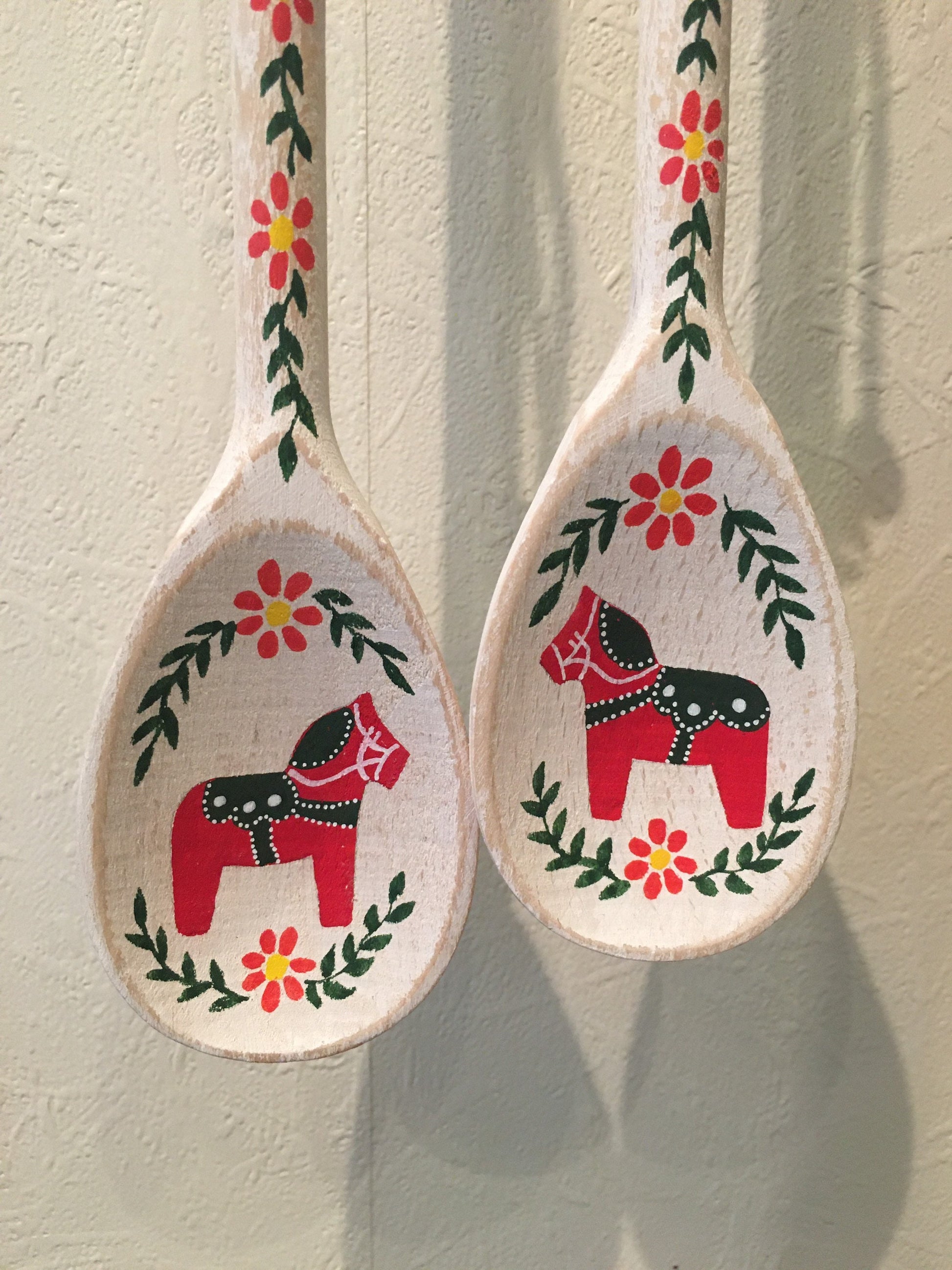 Swedish Kitchen Decor, Dala Horse, Swedish Gifts, Rosemaling, Scandinavian Decor, Swedish Kitchen, Wooden Spoons, Handmade Wood Decor