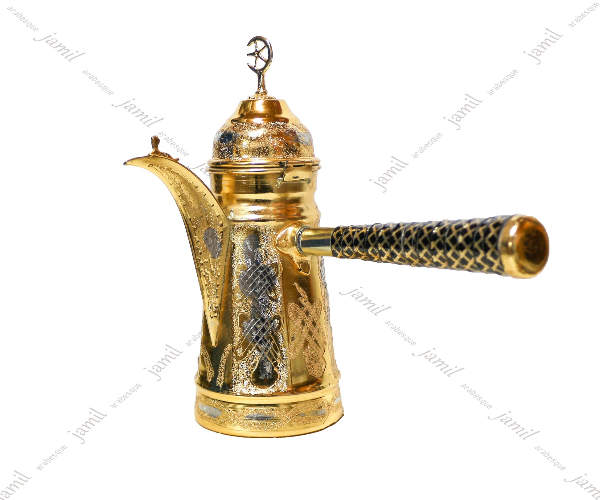 Solid Copper Arabic Coffee Dallah, Engraving Coffee Masab, Server, Kettle, Elegant Design, Tea Pot, Brass Dallah, Leather Handle, Genuine