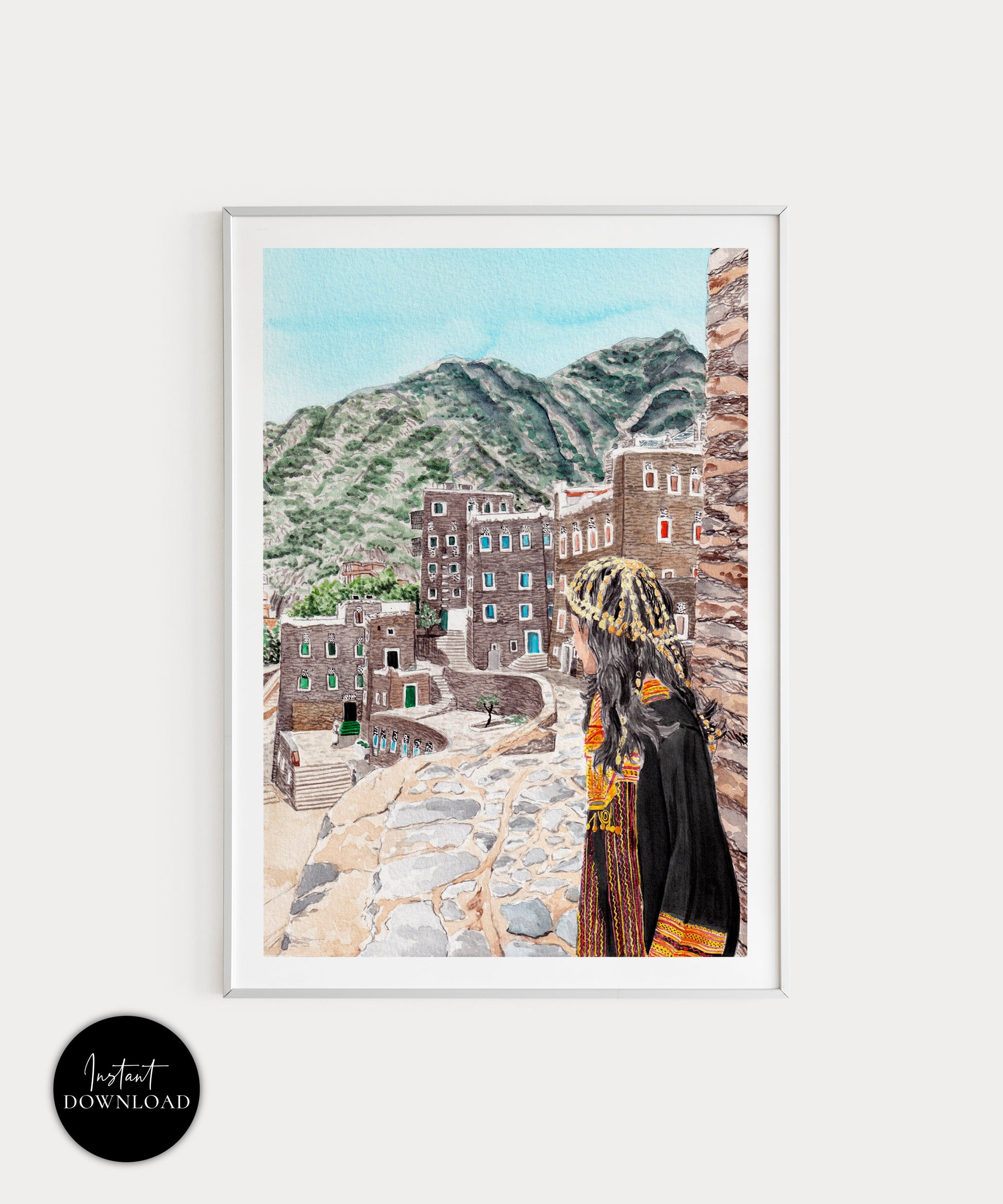Rijal Almaa, Saudi Arabia Print, Middle East Art, Saudi Arabia Painting, Saudi Arabia Wall Art, Rijal Almaa Village, Saudia Arabia Prints