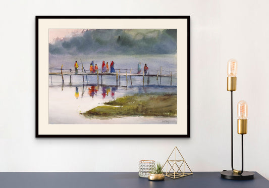 Indian Watercolor Print for Elegant Indian Décor , Indian Art for Holi Asian Art , Desi Prints, India Painting for Diwali Gifts