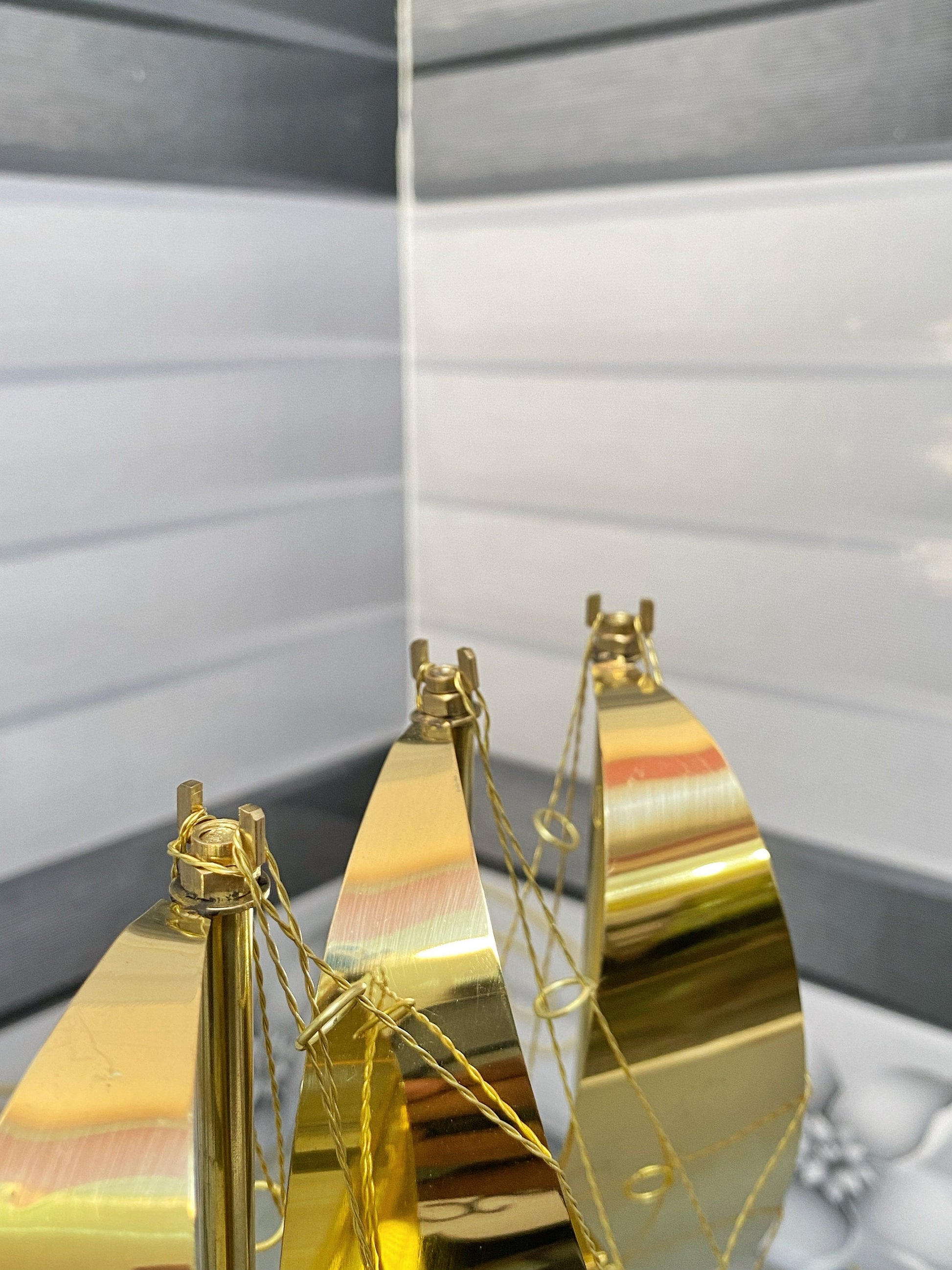 Brass Ship Decorative Showpiece I with Wooden Base I Fully Brass Maritime Majesty: Handcrafted Ship I Home Decor, Christmas Gift,