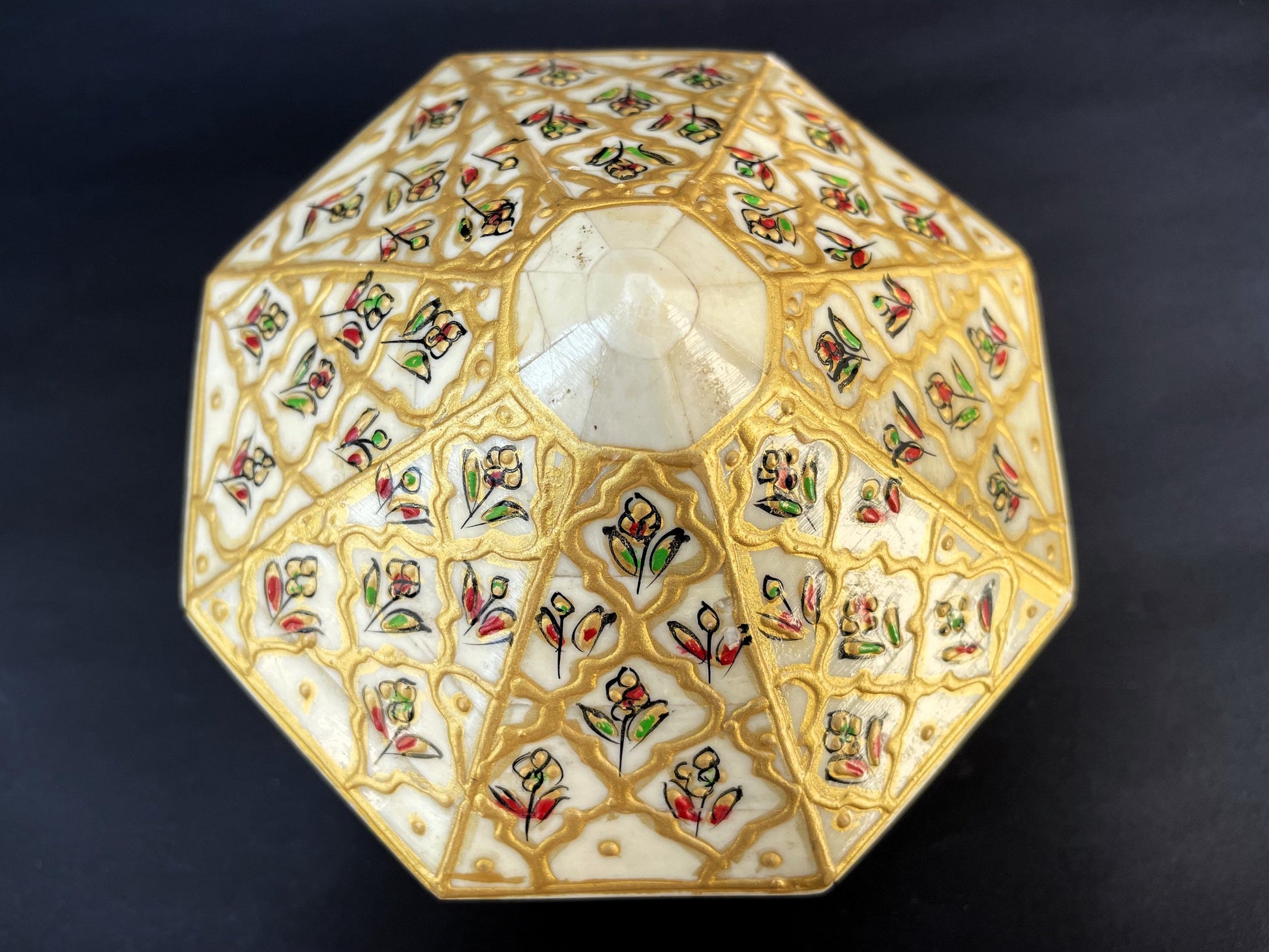 Handmade Jewellery Box Octagonal Rajasthan India Hand Painted Folk Art