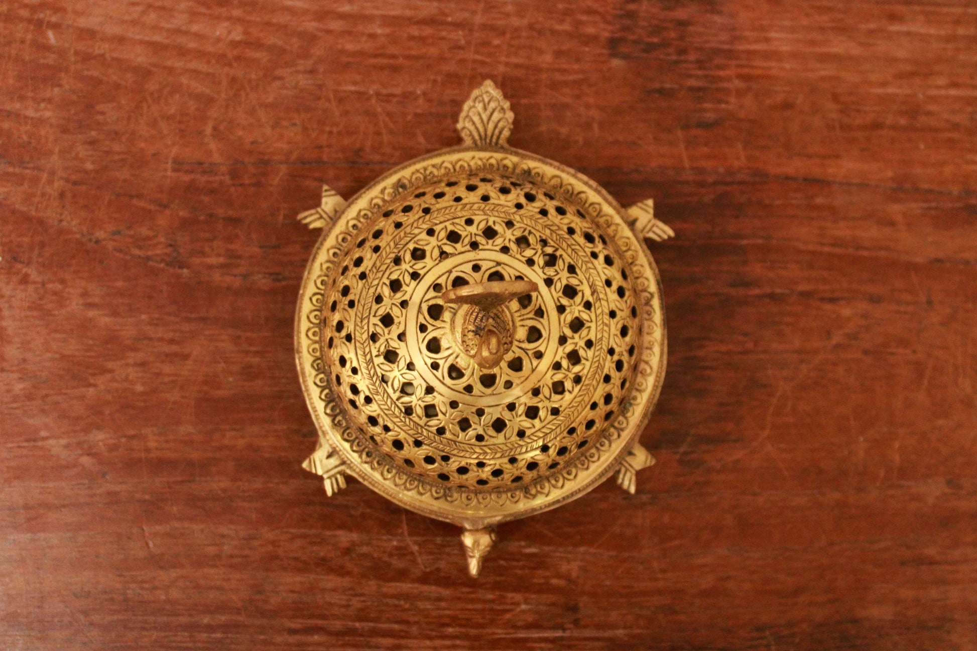 Incense Burner Loban Dhoop Dani Brass Metal Peacock Tortoise Mandala Carved Dhuni Sambrani Dhoop Home Living / Pooja Room Garden Decor Gift