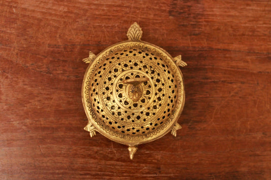 Incense Burner Loban Dhoop Dani Brass Metal Peacock Tortoise Mandala Carved Dhuni Sambrani Dhoop Home Living / Pooja Room Garden Decor Gift