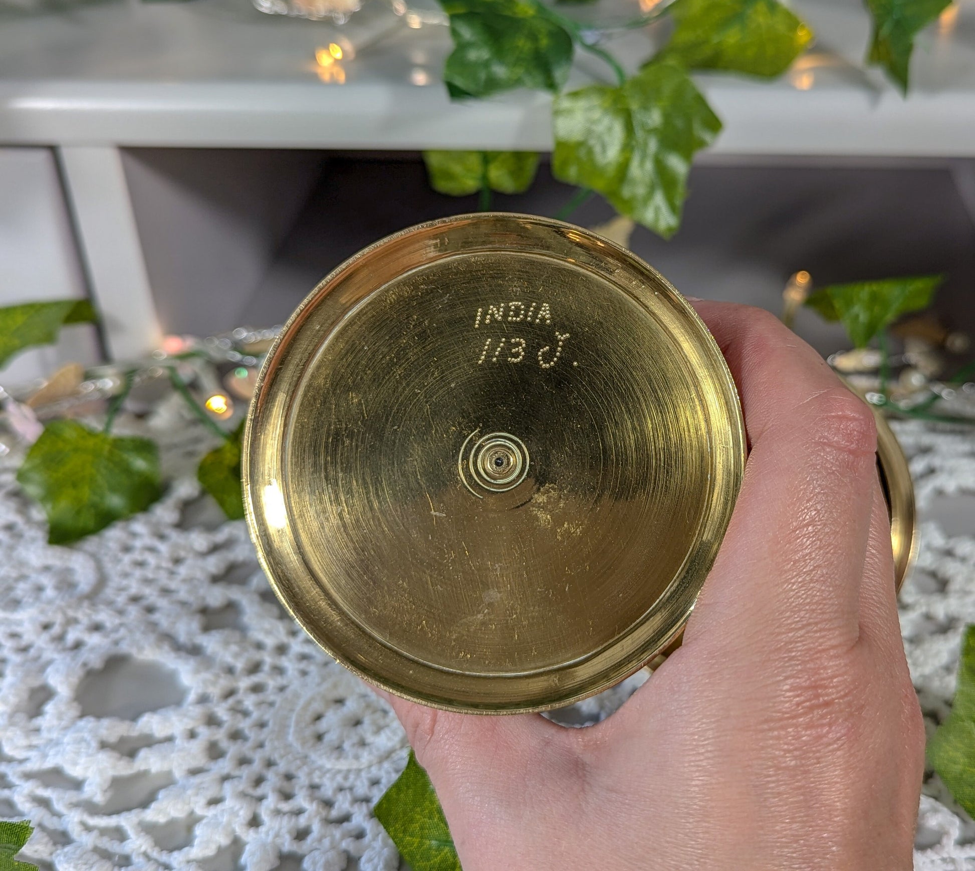 Antique Indian Highly Engraved Brass Jar with Lid.