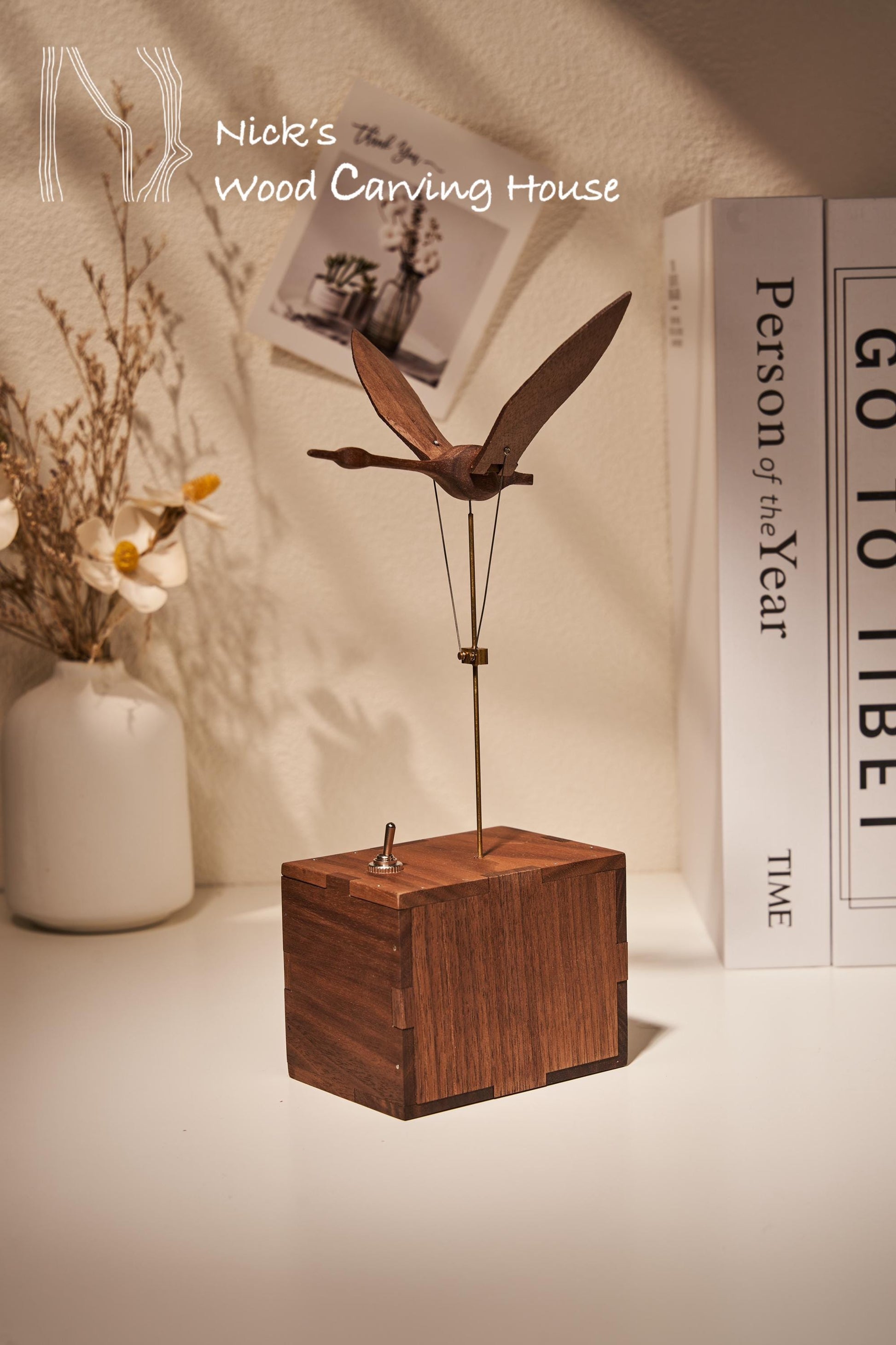 Wooden Swan, Automata Swan, Music Box, Ornament, Bird Figurine, Wood Art, Statue, Sculpture, Home Decor, Woodcarving, Handmade, Handcraft